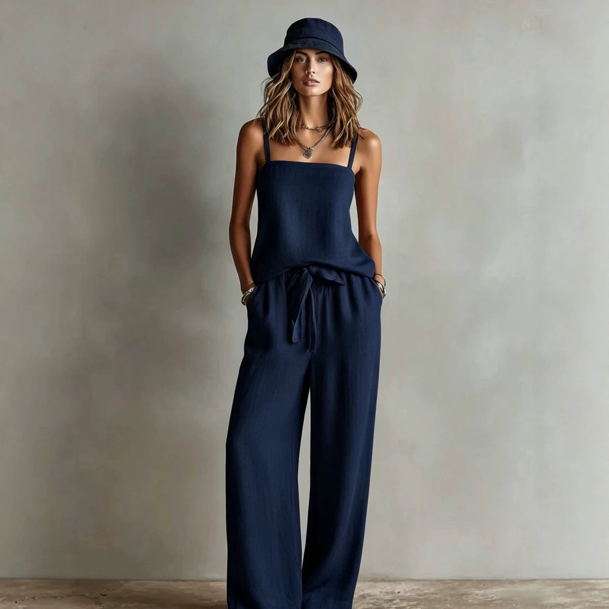 Women's Spaghetti Strap Cami Top & Wide-Leg Pants Two-Piece Set