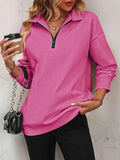 Women's Zipper Turtleneck Pullover Sweatshirt – Loose Long Sleeve