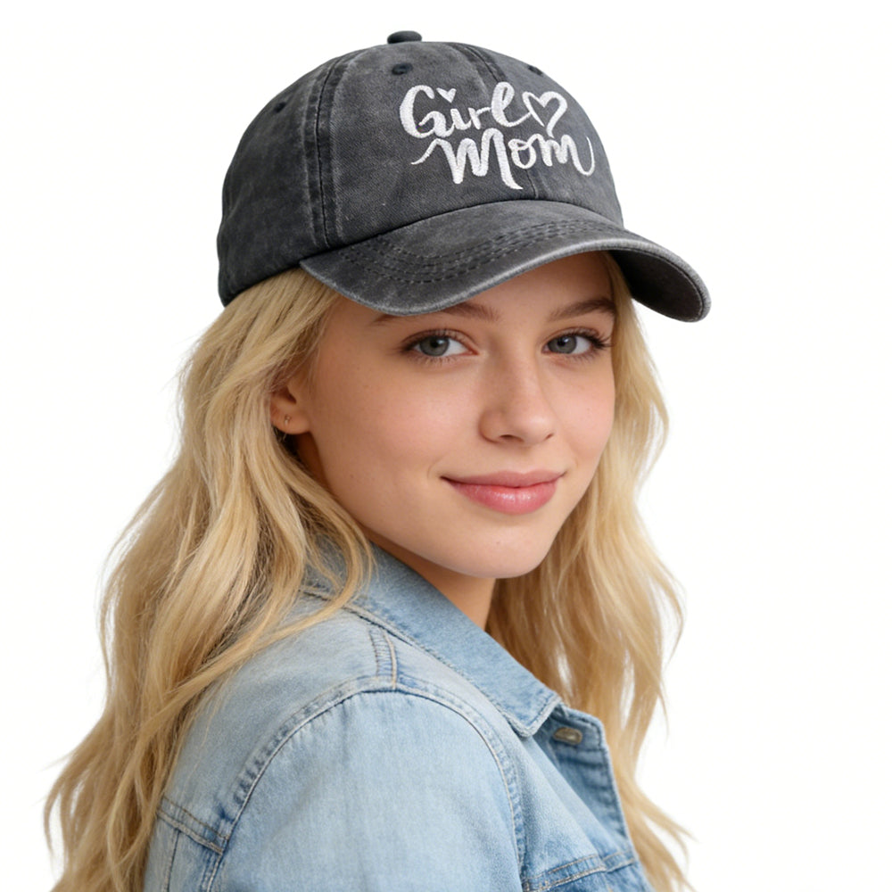 Girl Mom Adjustable Wash Cotton Baseball Cap