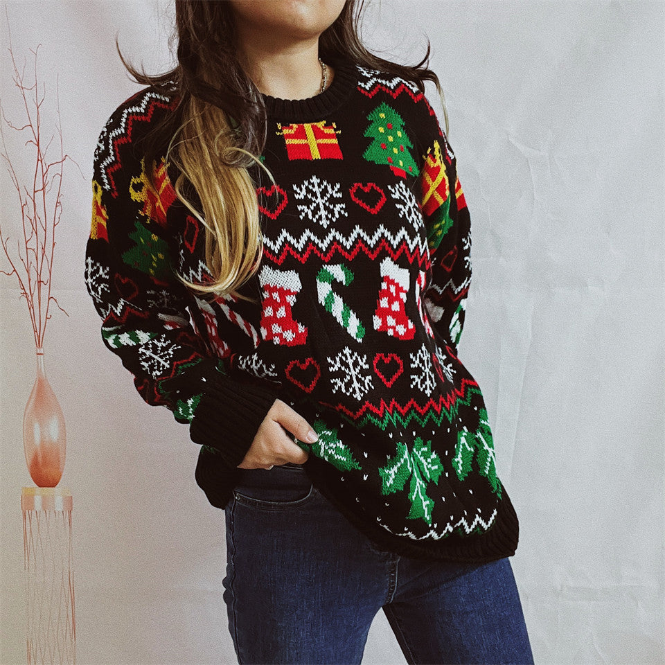 Women’s Stylish Loose Round Neck Long-Sleeved Sweater