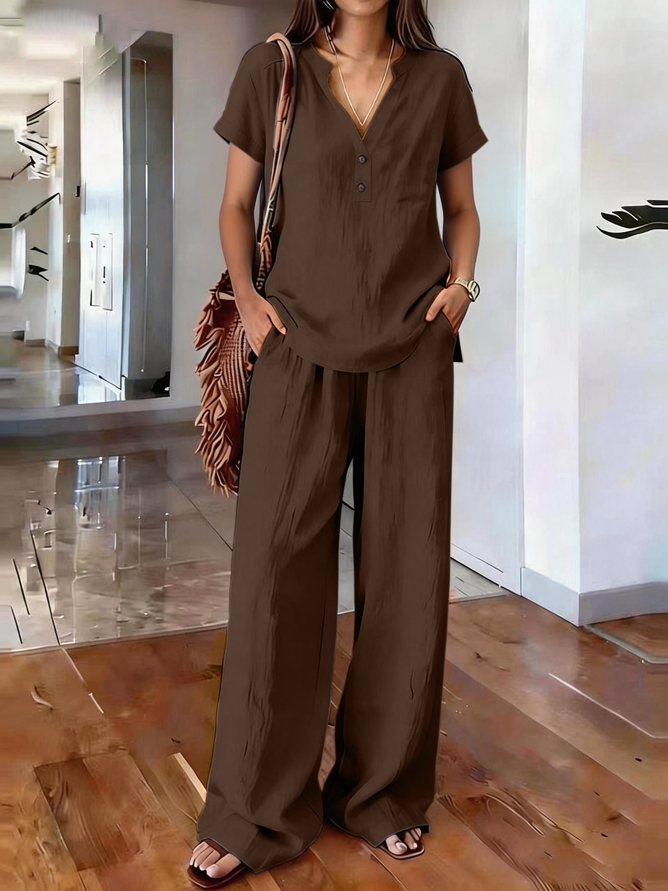 Women’s Casual Solid Color Two Piece Set