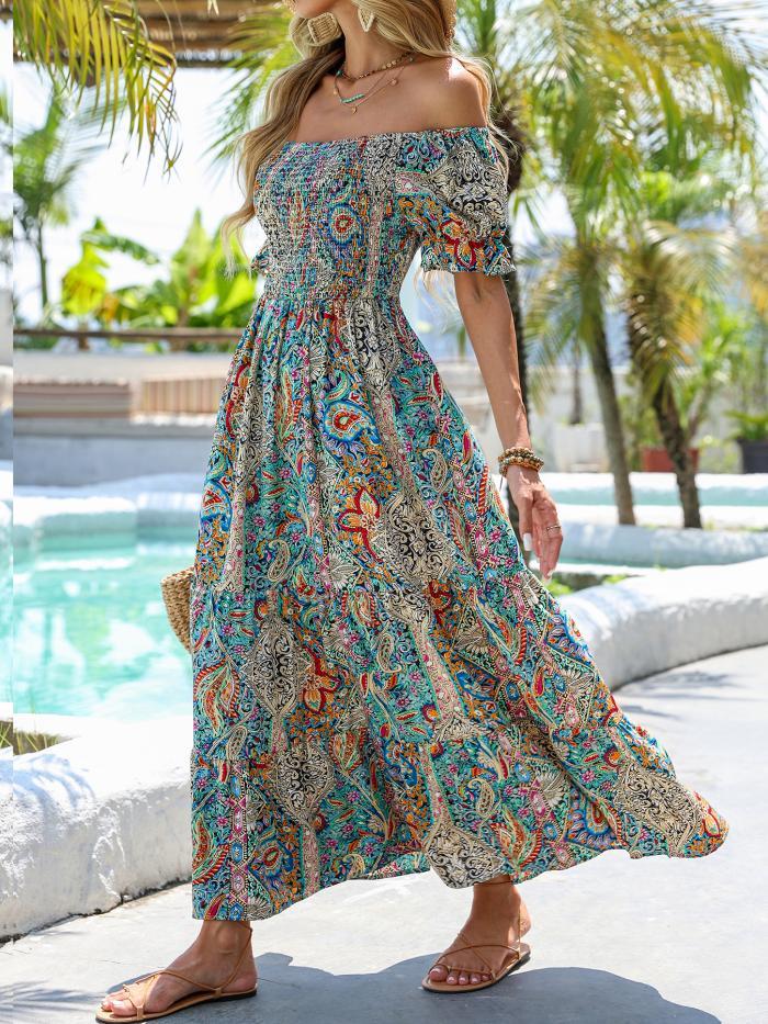 Women’s Paisley One‑Shoulder Maxi Dress