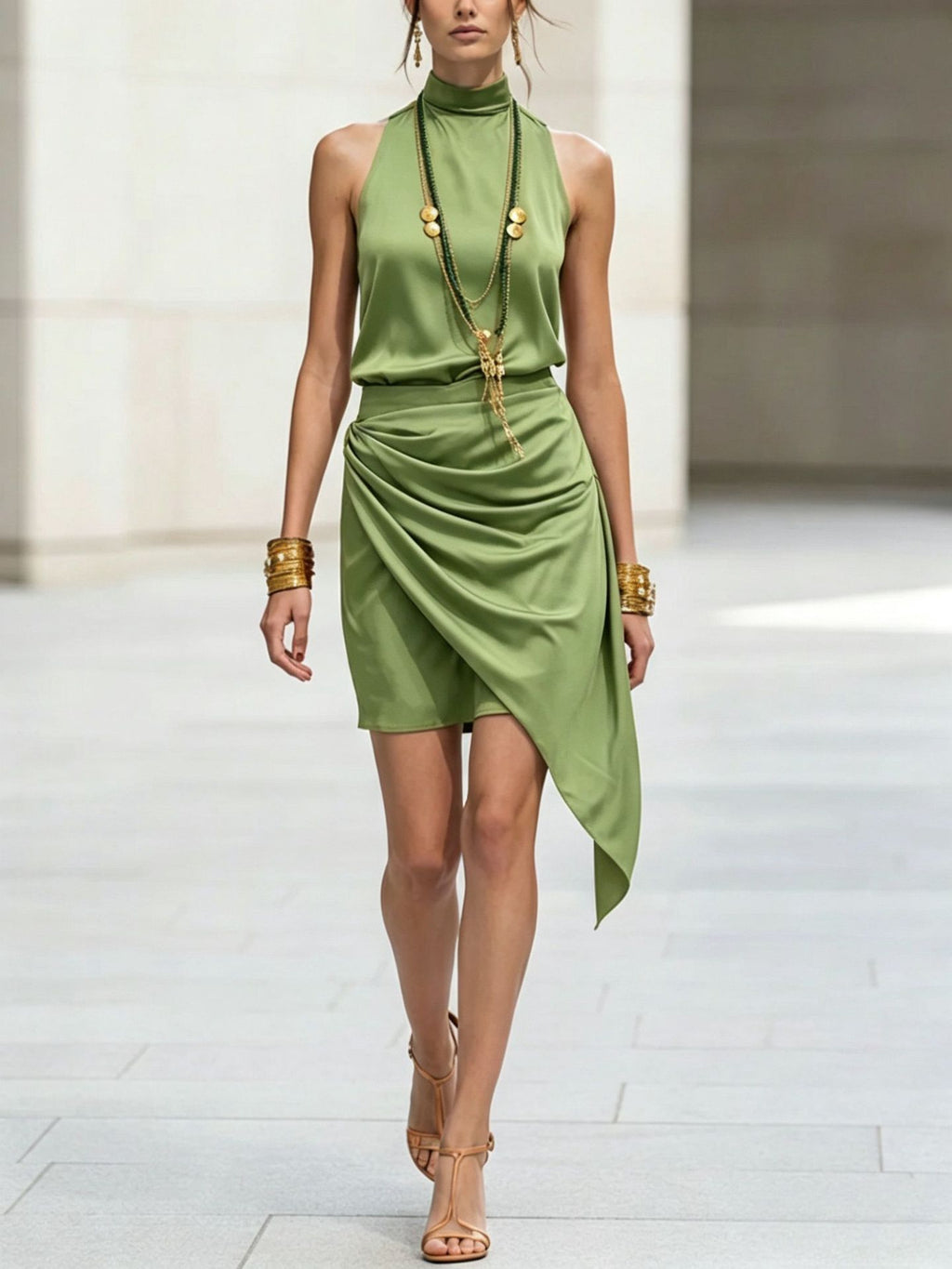 Women's Double-Layer Asymmetrical Hem Mini Skirt