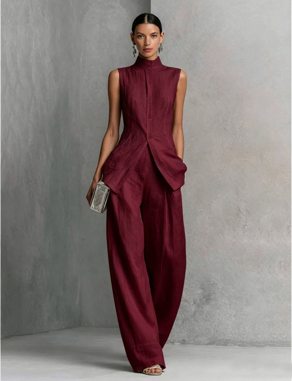 Women's Solid Color Sleeveless Top & Long Pants Two-Piece Set – 4 Colors XS–XXL