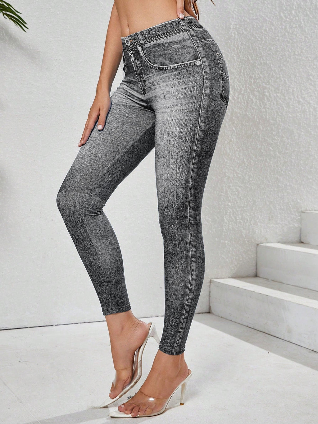 Retro Denim-Look Butt-Lifting Yoga Leggings – High-Elastic Fitness Pants