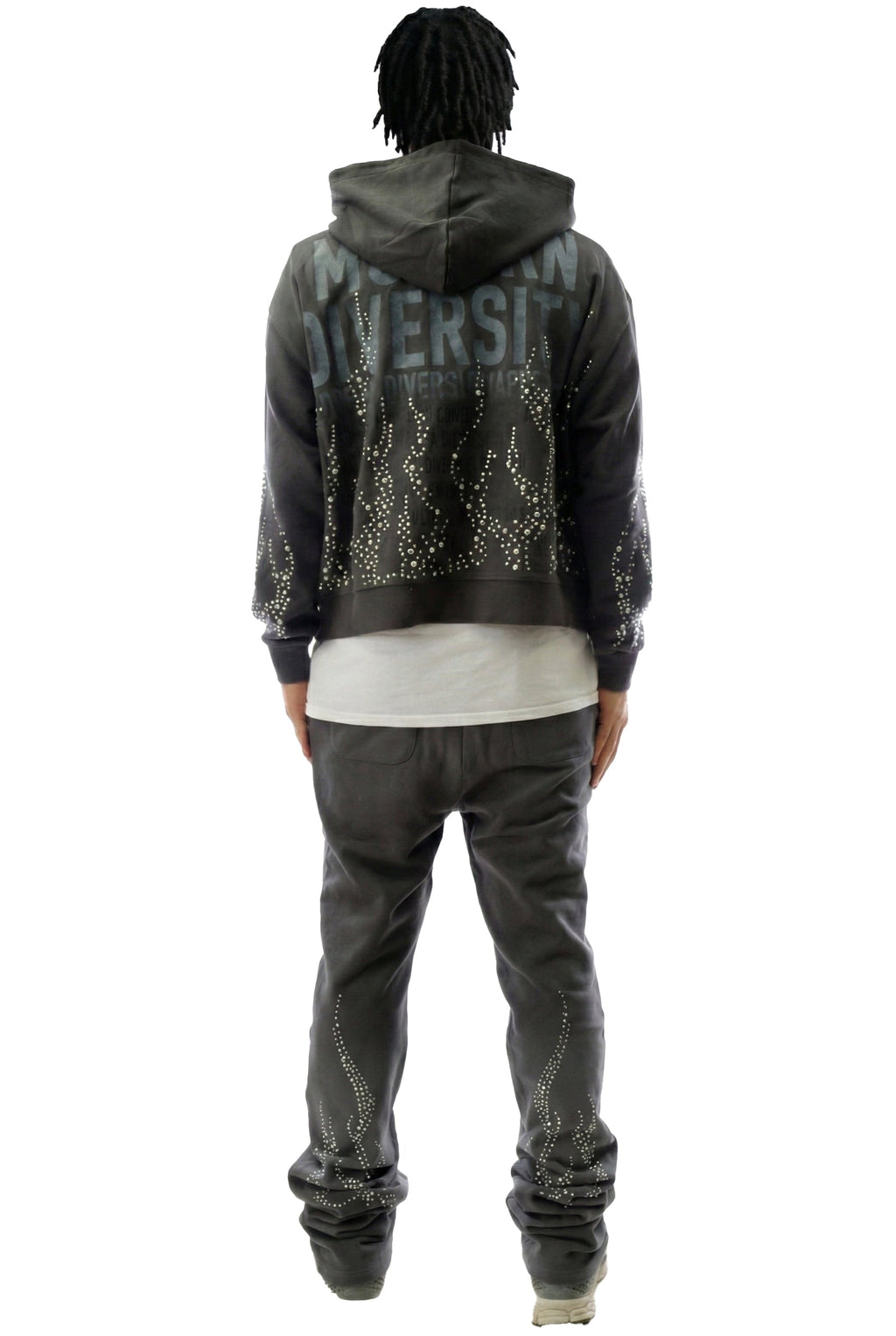 CINDER French Terry Long Sleeve Crop Top Full Zip Hoodie