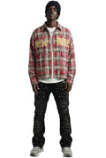 OBLIVION Long Sleeve Washed Flannel Crop Top Button Down Shirt