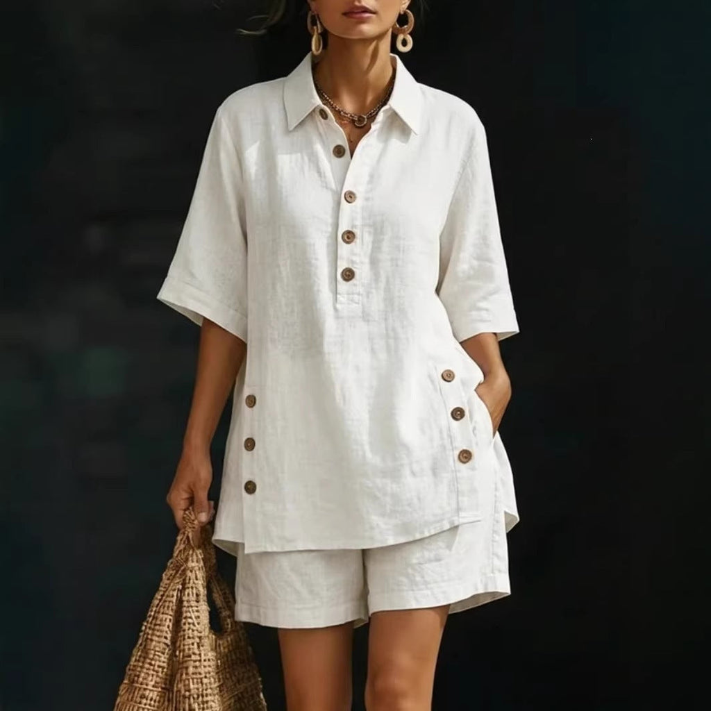 Short-Sleeve Shirt & Loose Pants Two-Piece Set – 4 Colors, S–5XL