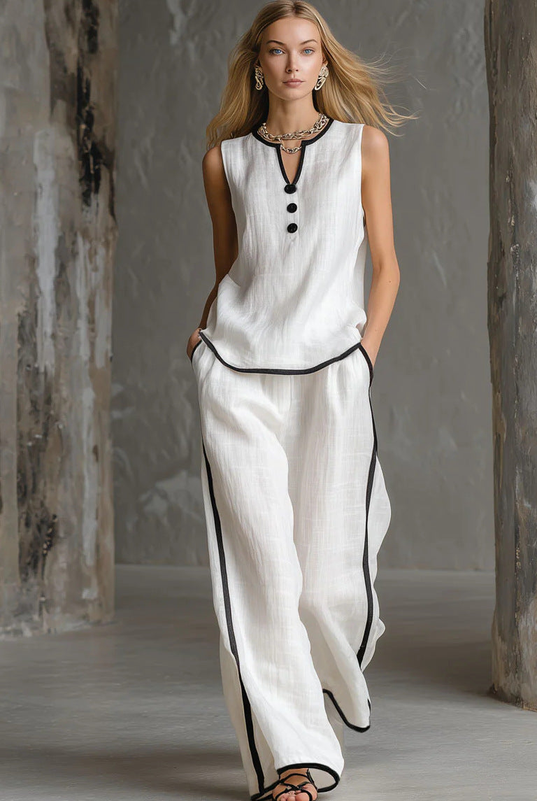 Women's Minimalist Sleeveless Two-Piece Set