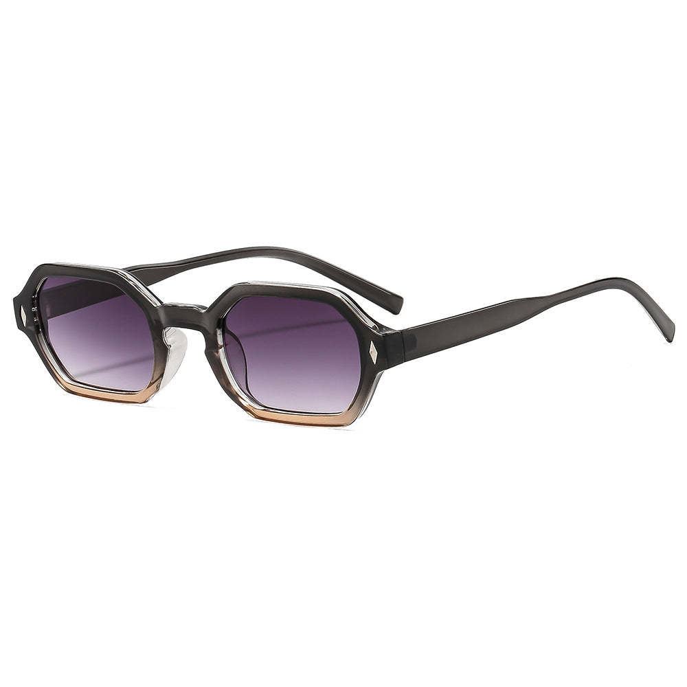 Polygonal Small-Frame Sunglasses – Hexagonal Unisex UV Protection