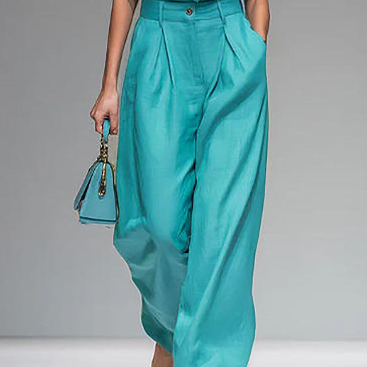 Women’s Sleeveless Vest and Wide-Leg Pants Set