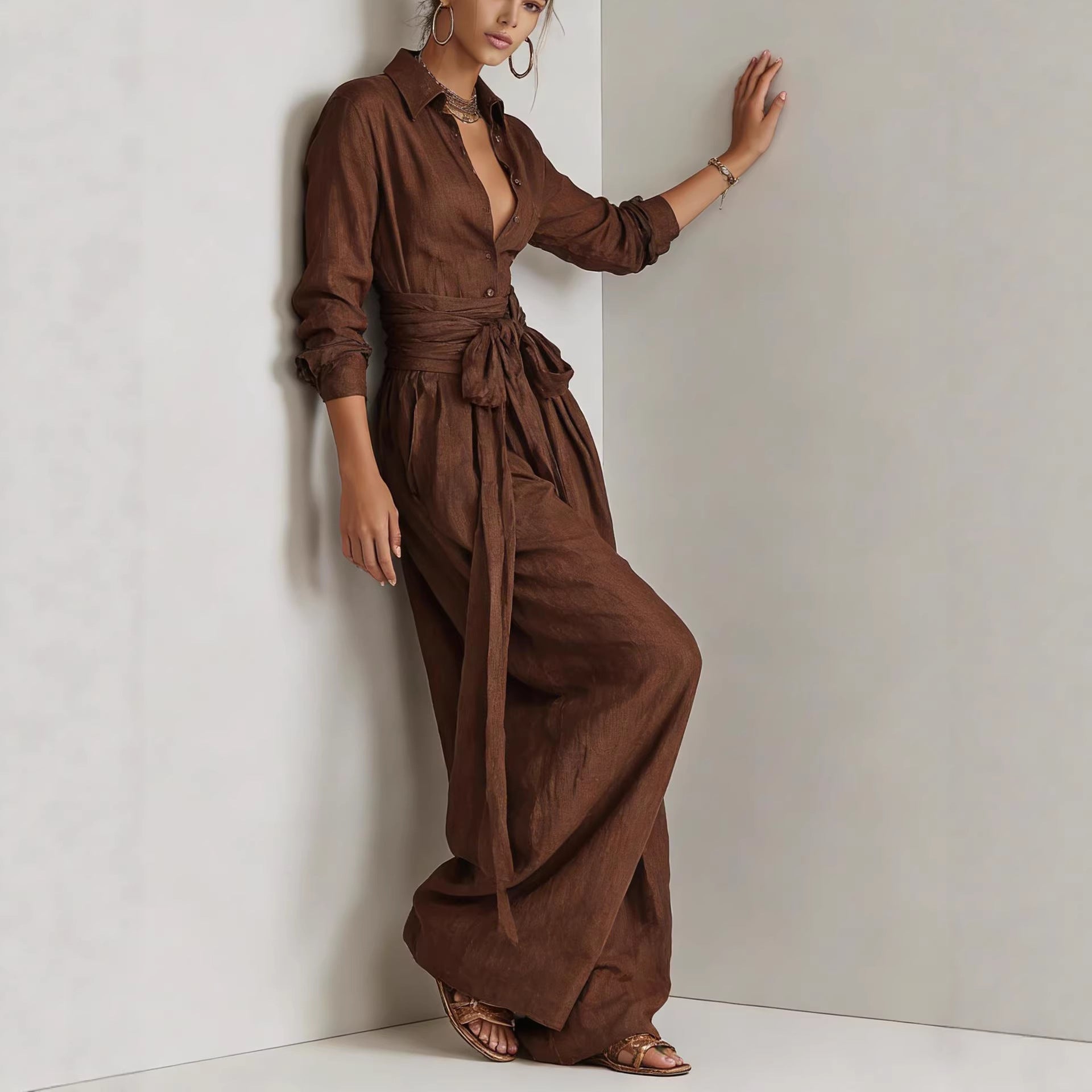 Solid Color Fashion Casual Pants Set for Women