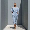 Women's Batwing Sleeve Off-Shoulder Elastic Waist Maxi Dress
