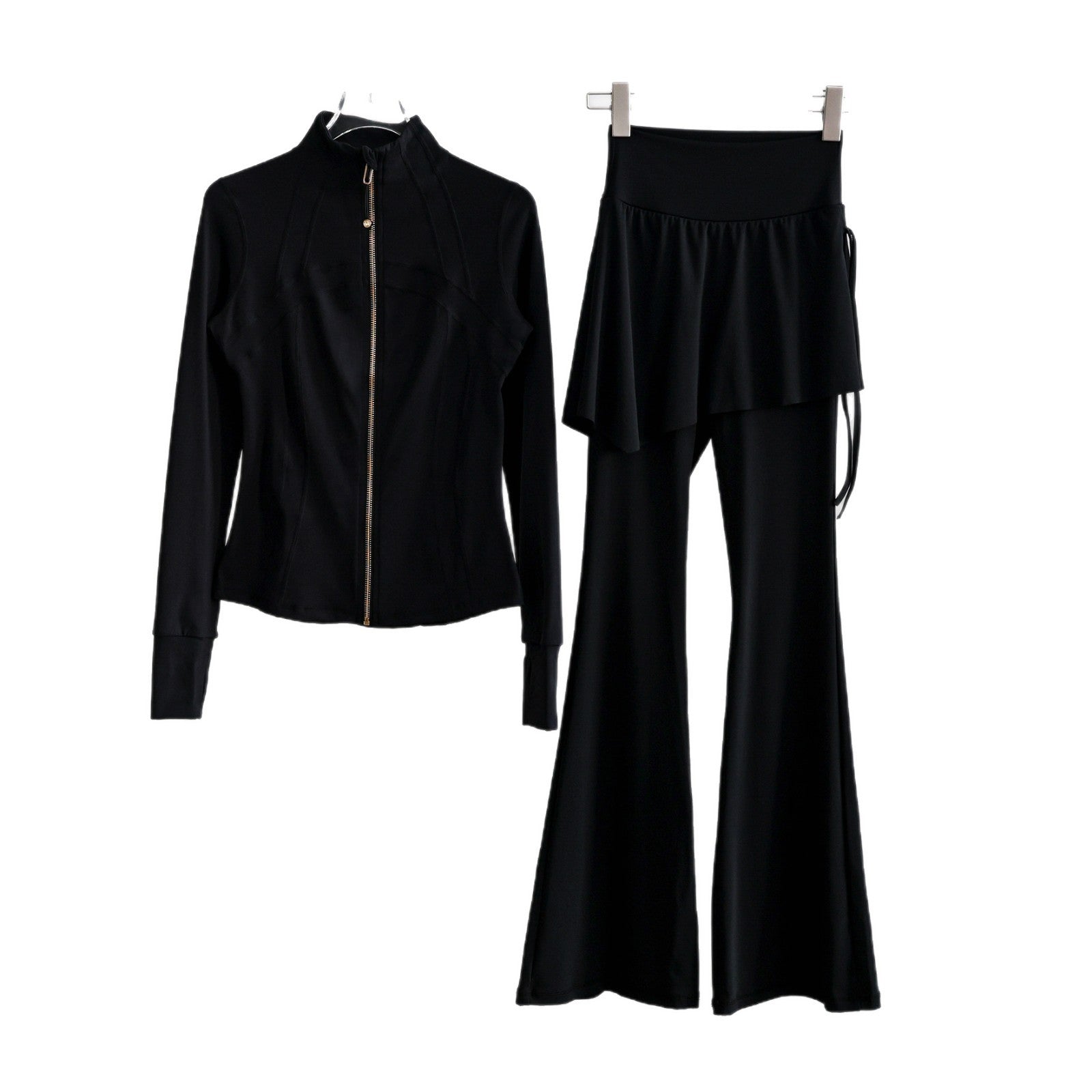 Women’s Long Sleeve Running Set – Zip-Up Slim Fit Gym Outfit