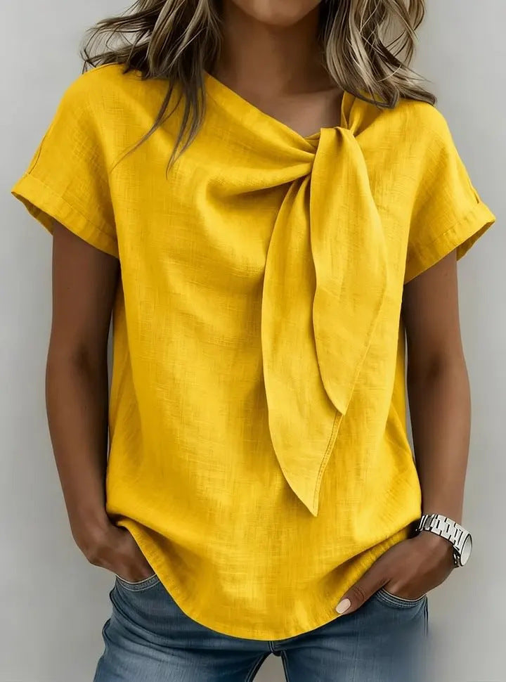 Women's Loose-Fit Short Sleeve Casual Pullover T-Shirt