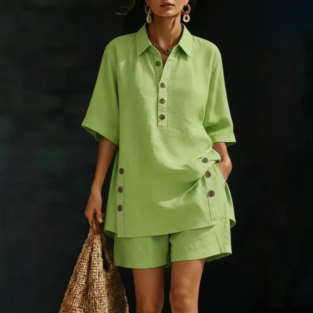 Short-Sleeve Shirt & Loose Pants Two-Piece Set – 4 Colors, S–5XL