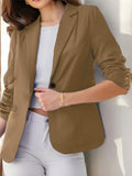 Women’s Three-Quarter Sleeve Pleated Office Blazer