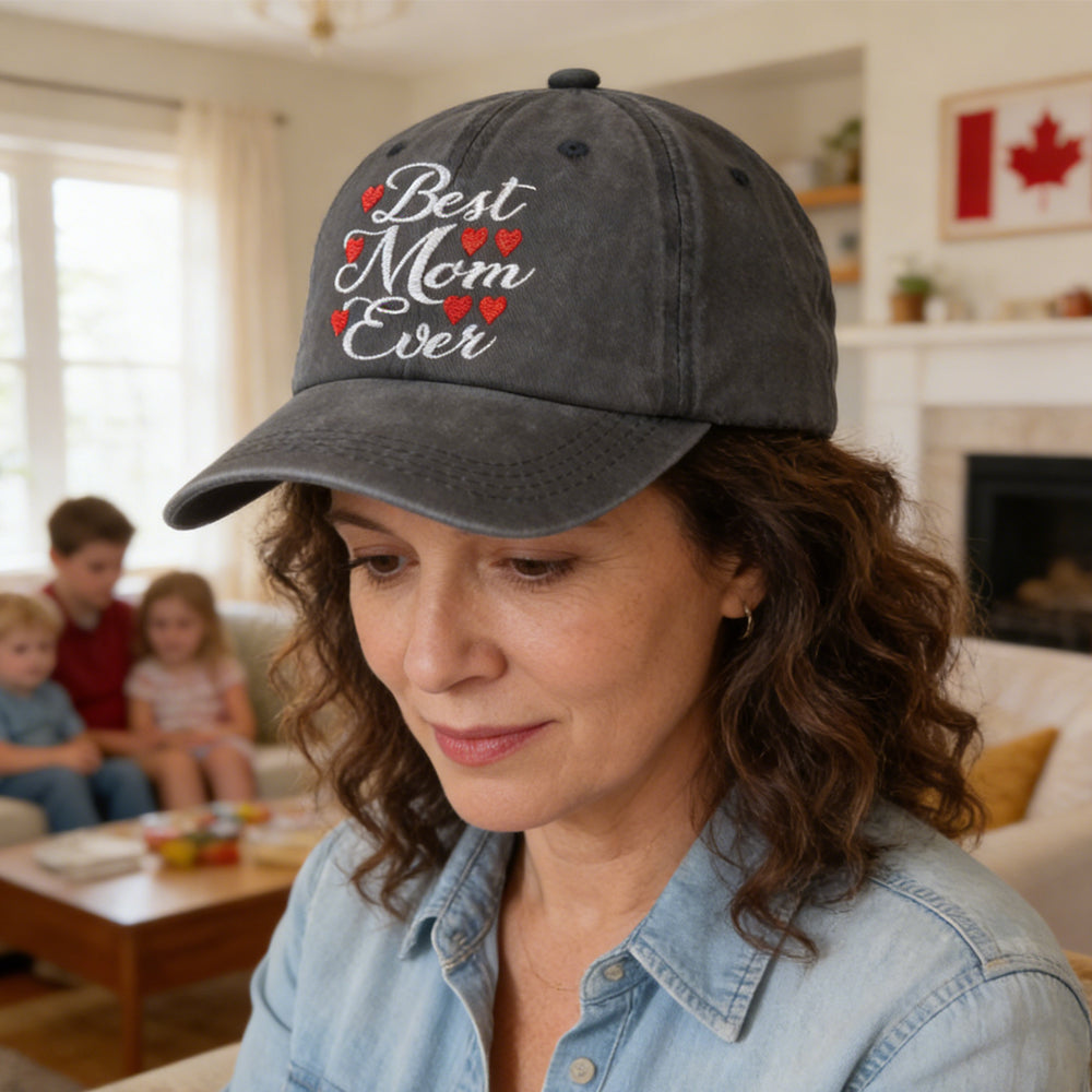 Best Mom Ever Adjustable Embroidered Wash Cotton Cap
