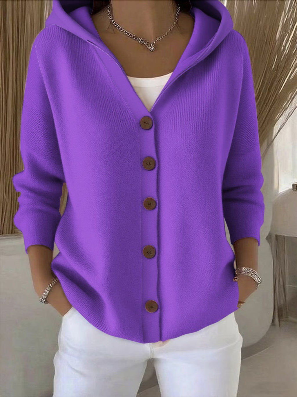 Women’s Button-Down Hoodie Cardigan Sweater Coat