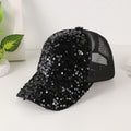 Sequin-Embroidered Mesh Baseball Cap with Sunshade – Breathable Trendy Hat