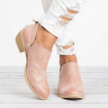 Women's Retro Chunky Heel Ankle Boots – Block Heel Faux Suede