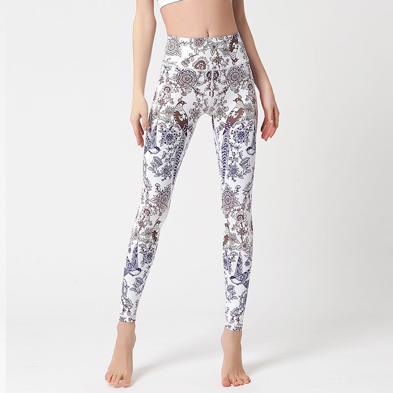 💜 Marble Print High-Waist Yoga Leggings – Sculpted Fit in Bold Purple