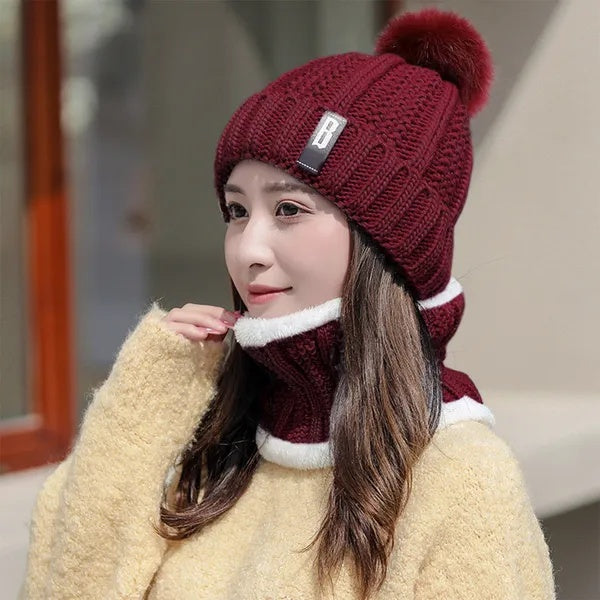 Warm Knitted Beanie & Scarf Women | Cozy Winter Bundle