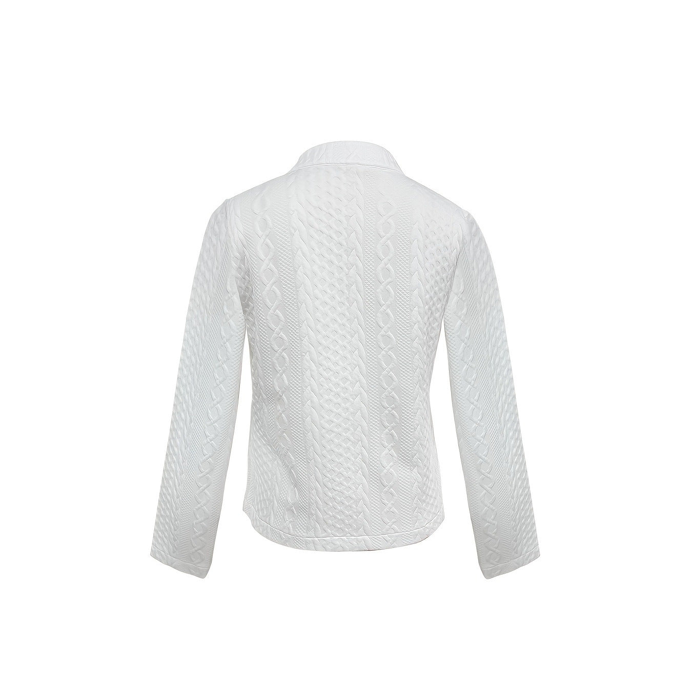 Women’s Textured Stand Collar Jacket – Solid Color