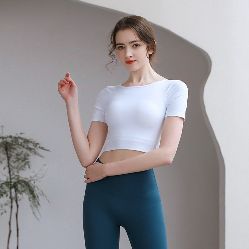 Tight Fit Yoga Top With Chest Pad Beauty Back Breathable