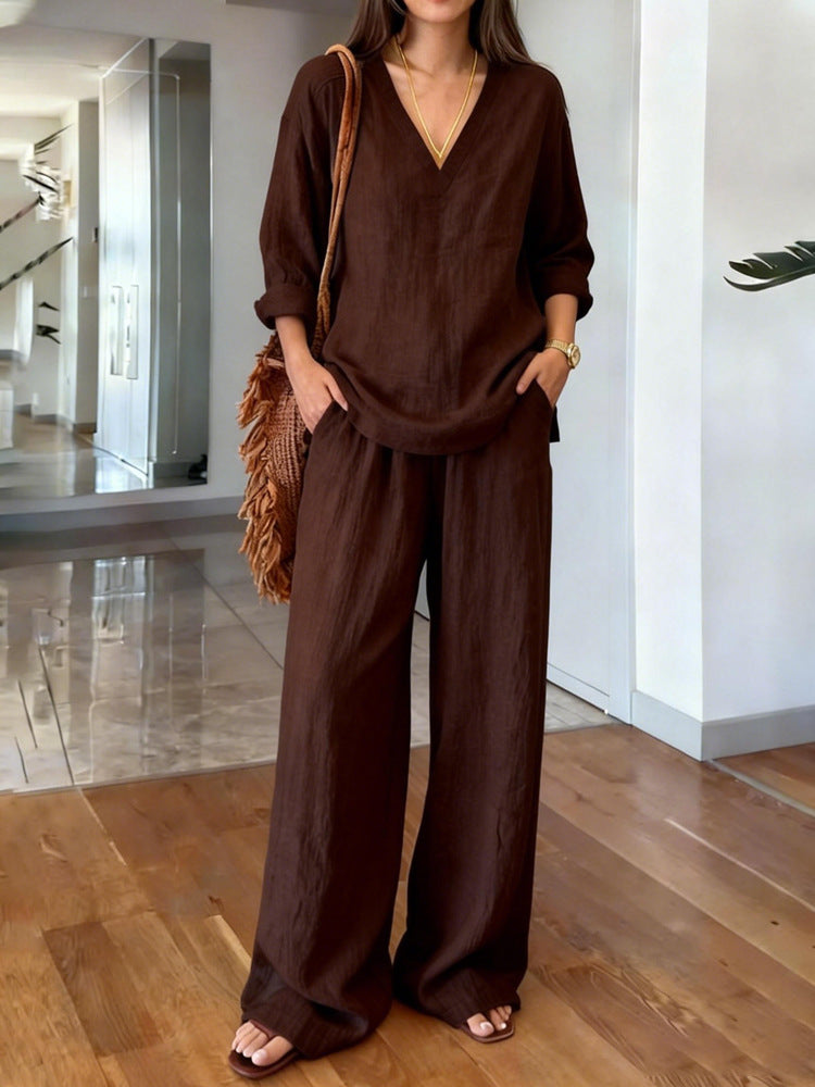 Long Sleeve Top & Full-Length Pants Two-Piece Set – 9 Colors S–3XL