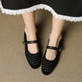 Women's Sheepskin Mary Jane Shoes – Single Strap Round Toe Flat Leather Shoes