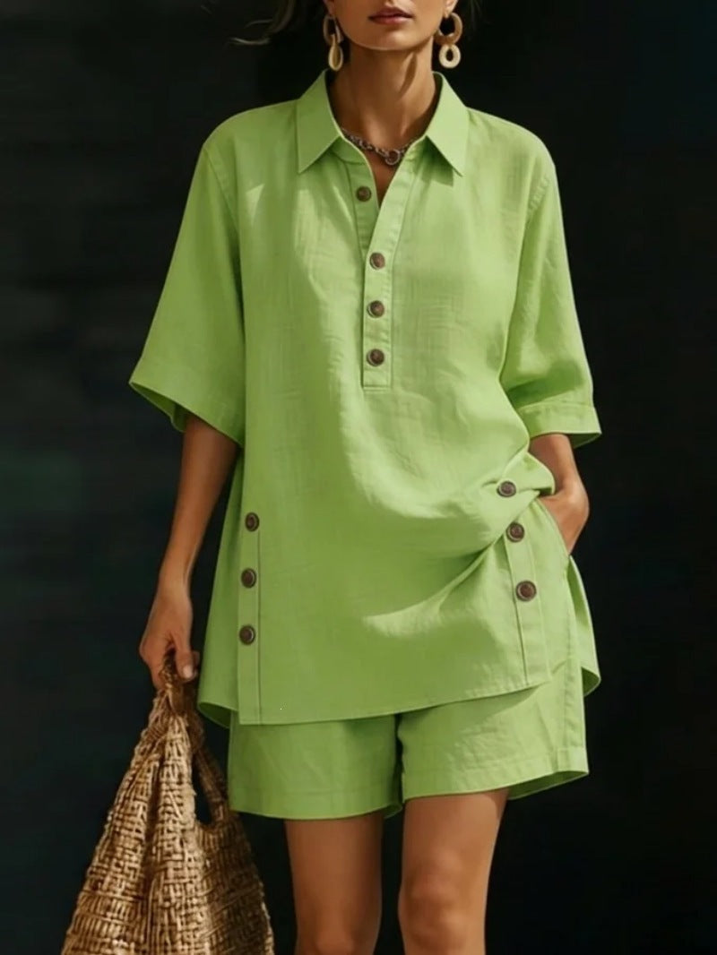 Short-Sleeve Shirt & Loose Pants Two-Piece Set – 4 Colors, S–5XL
