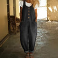 Retro Buckle Multi-Pocket Overalls Jumpsuit | 3/4 Sleeve