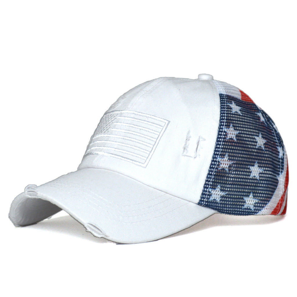 Women's Ripped Embroidered Baseball Cap – Breathable Dome Top Polyester Hat