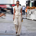 Women’s Elegant Sleeveless Waist-Cinching Two Piece Suit Set