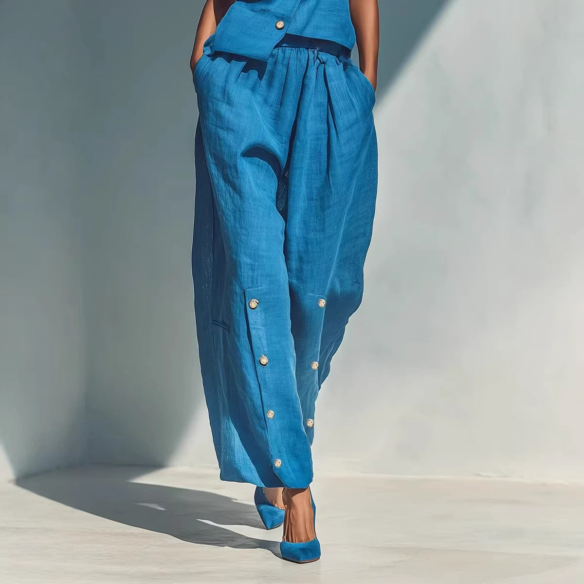 Women's Gold-Buckle Camisole & Pants Two-Piece Set