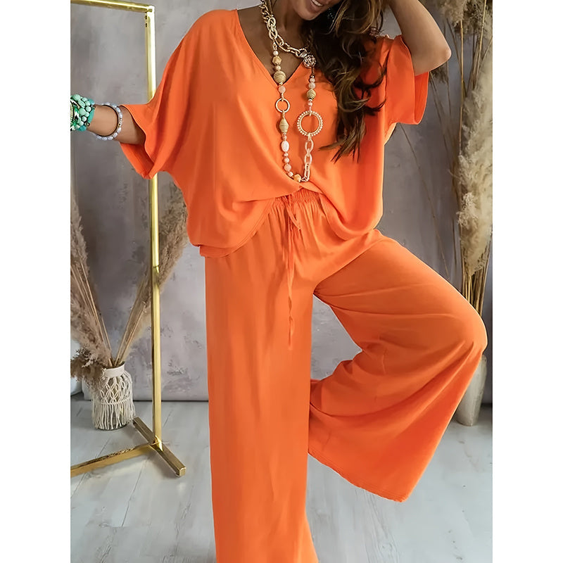 Women’s Lounge Set with Wide Leg Pant