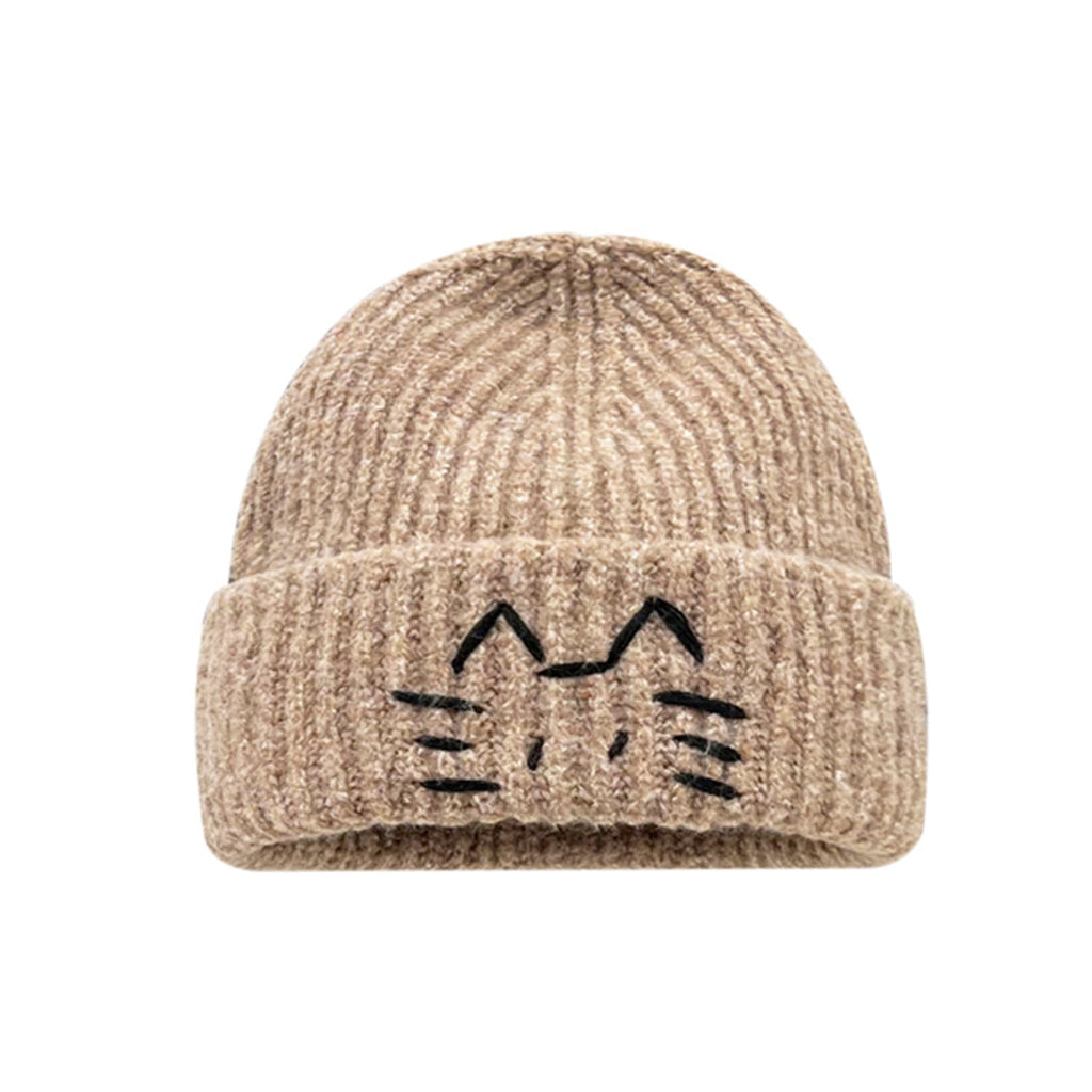 Women’s Cute Cat Line Design Knitted Hat – Warm Fall & Winter Beanie