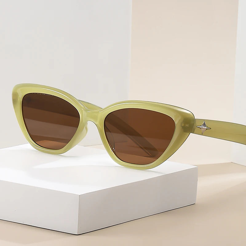 Fashion Cat Eye Sunglasses Women Men Classic Rice Nail Design