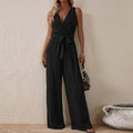 Women's Strap High-Waist Sleeveless Jumpsuit – Ice Silk Casual Wide-Leg