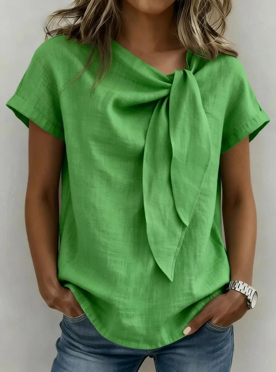 Women's Loose-Fit Short Sleeve Casual Pullover T-Shirt