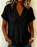 Women's Knitted Short-Sleeve Butterfly Collar Top