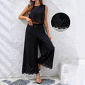 Women's Resort-Style Hollow-Out Tank Top & Pants Set – 2-Piece with Pockets