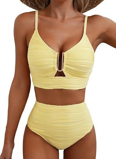 Women's Solid Color Gathering Swimsuit