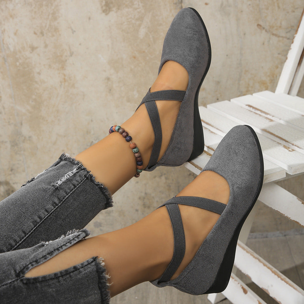 Elastic Band Platform Wedge Pumps – 6 Colors EU 35–43