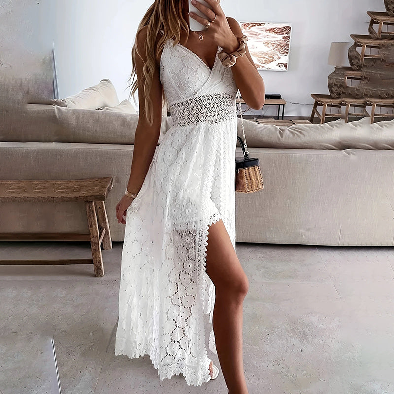 Women's Elegant Lace V-Neck Sleeveless Jumpsuit