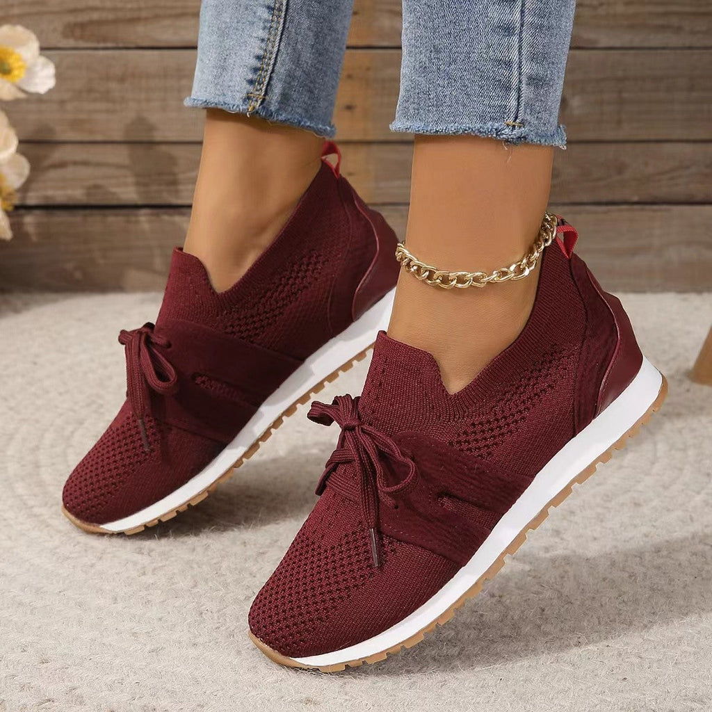 Women’s Lace‑Up Mesh Walking Flats