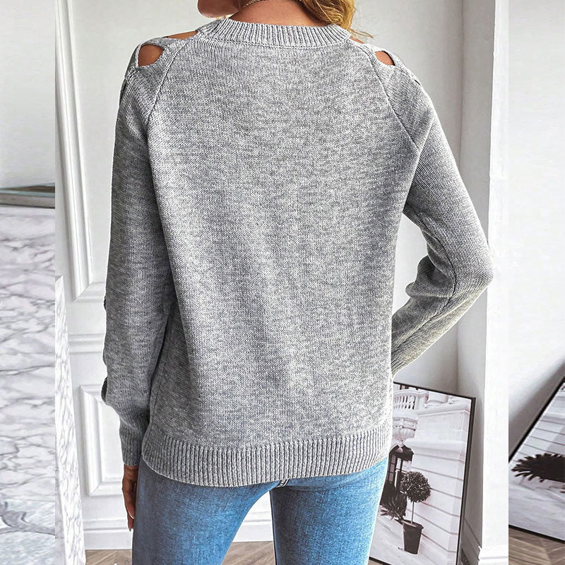 Women's Casual Long Sleeve Hollow Out Sweater