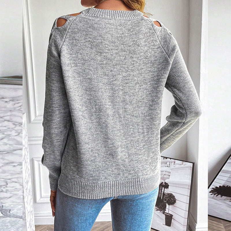 Women's Casual Long Sleeve Hollow Out Sweater