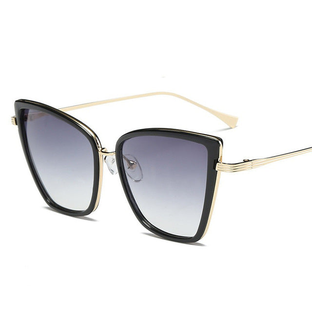 Big Cat Eye Sunglasses Women Black Mirror Sun Glasses